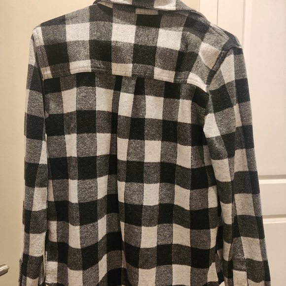 Offbrand Black/Gray Plaid Button Down Shirt, Size Small - Picture 2 of 5